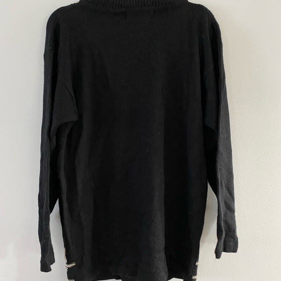 70s/80s Vintage Beaded Hearts + Flowers Wool Blend Sweater - Picture 6 of 6